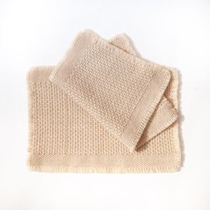 Set of 2 Rustic Vintage 70s Era Woven Afghan Style Placemats